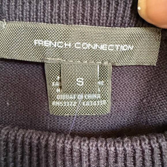 French Connection Sweater Corgi Dog Women's Small Navy Blue Crewneck New Crowned - Picture 4 of 7